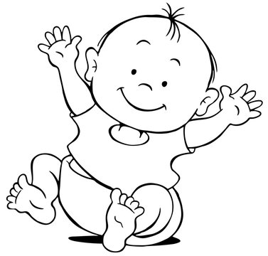 Baby Cartoon Outline Stock Vector | Adobe Stock Baby Cartoon Outline Stock Vector | Adobe Stock