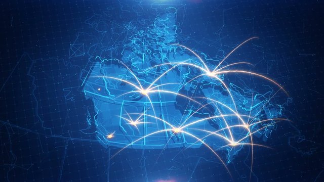 Map of the Canada with the animated background.