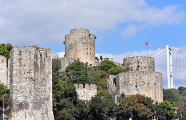 Obraz premium Rumelihisari as seen from the Bosphorus strait, Istanbul