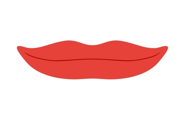 red human lips in flat style with little smile