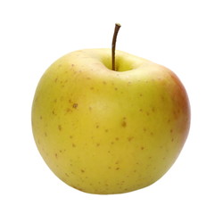 ripe yellow apple isolated on white, with clipping path