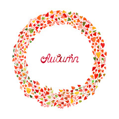 ornament made of drawn autumn leaves