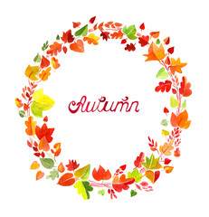 ornament made of drawn autumn leaves