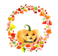 watercolor pumpkin day Halloween