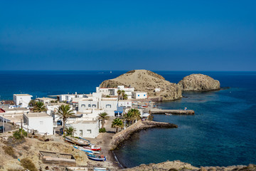 Fototapeta na wymiar View of Isleta del Moro, a picturesque town in Cabo da Gata national park, Almeria region, Spain