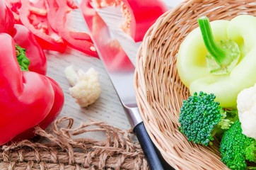 Fresh vegetables on wooden background