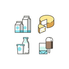 Milk and dairy products icons. Vector illustration.