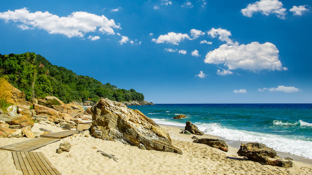 Plaka beach, Pelion, Greece. Pelio is one of the Greek wildest area.