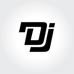 DJ logo design. Creative typography treatment in black and white - obrazy, fototapety, plakaty