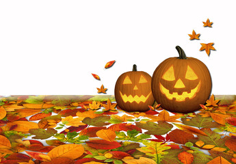 Naklejka na ściany i meble Halloween, calabazas, hojas, otoño, fondos