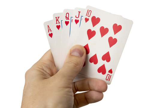 man hands with cards isolated over white