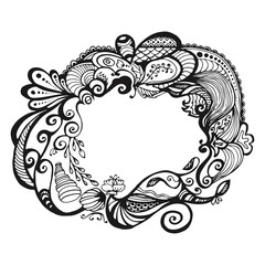 Filigree vector frame in Eastern style. Ornate element for design and place for text. Ornamental lace pattern for wedding invitations and greeting cards. Traditional floral decor.