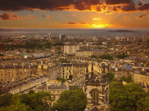 Leith District Of Edinburgh At Dusk