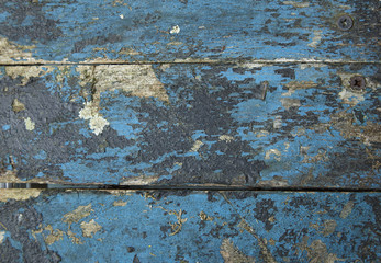 A full page of distressed blue wooden boat background texture