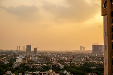 Evening over Noida delhi buildings 