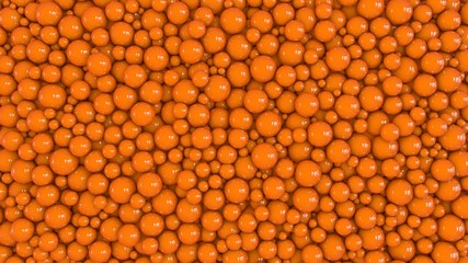 A mass of orange balls. 3D rendering. Abstract background.