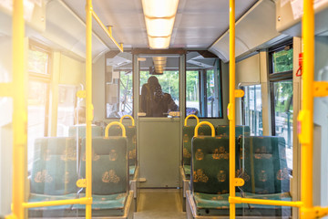 Interior of empty modern european bus