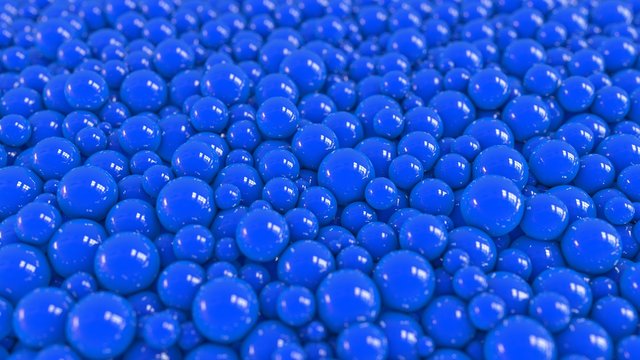 A mass of blue balls focused. 3D rendering. Abstract background.