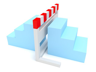 Fototapeta premium Hurdle With Light Blue Stairs On Both Sides, 3d illustration