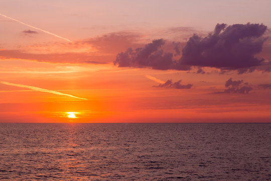 Beautiful sunset sky over the Atlantic ocean