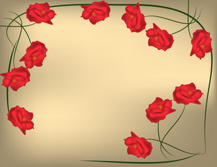 Red flowers frame