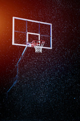 Basketball houp on black arena background