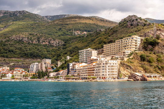 view from the sea on Rafailovici in Montenegro