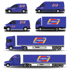 Vehicles set. Cargo Truck and Van