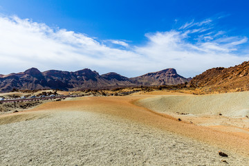 Vulcanic landscape resembling Mars in Tenerife, Spain