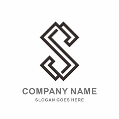 Monogram Letter S Geometric Infinity Square Outline Vector Logo Design Template 