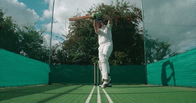 Cricketer in nets.