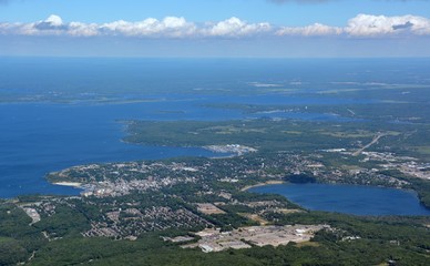 Fototapeta na wymiar aerial view of the town of Midland located at the Georgian Bay, Ontario Canada 