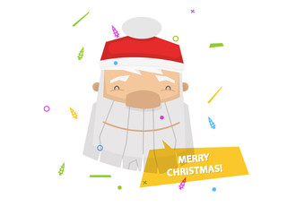 Santa face. Number One. Funny cartoon style. Vector illustration.