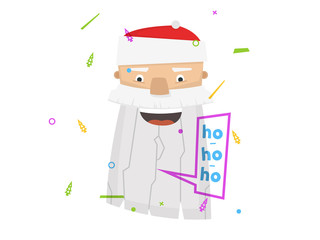 Santa face. Number Two. Funny cartoon style. Vector illustration.