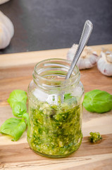 Homemade pesto of basil