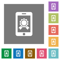 Mobile certification square flat icons