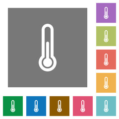 Thermometer square flat icons