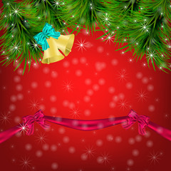 Christmas card with Christmas tree and jingle bells