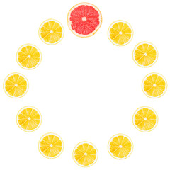 Lemon and grapefruit in formation clock