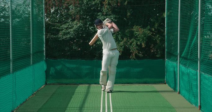 Cricketer in nets.