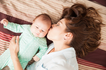 Mother in love of her newborn baby