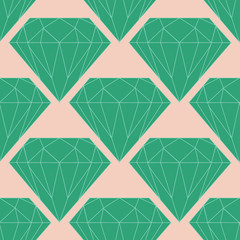 Vector seamless diamond or crystal pattern in green and pink colors. Colorful and simple design for wrapping, textile, fabric, craft paper, website, postcard, invitation card, wallpaper, sticker