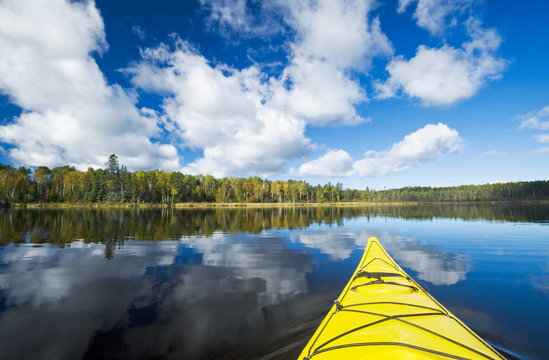 Kayak, Bunny Lake, near Sioux Narrows, Northwestern Ontario, Canada