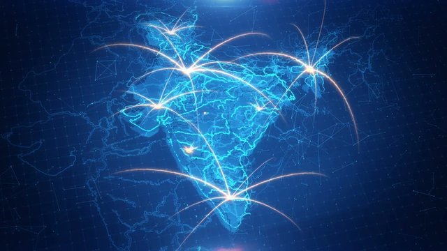 Map of the India with the animated background.