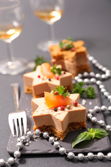 christmas canape with gingerbread and foie gras