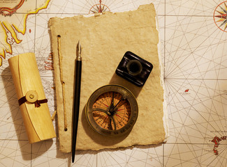 Ship's journal and compass
