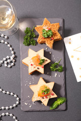 christmas canape with gingerbread and foie gras
