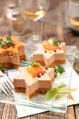 christmas canape with gingerbread and foie gras