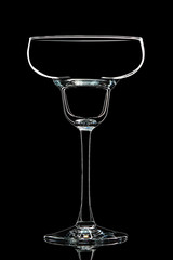 Silhouette of white margarita glass with clipping path on black background