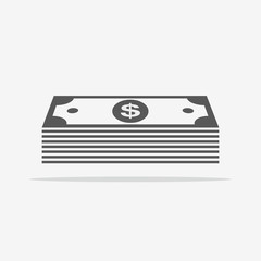 Dollar flat icon. Vector illustration.